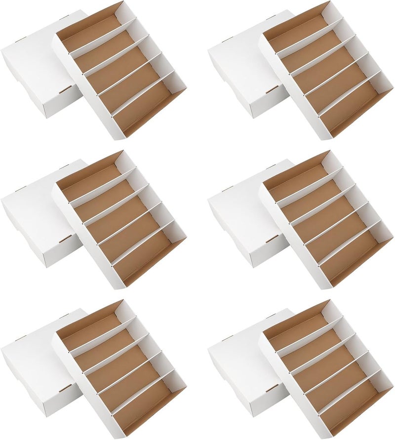 HIMOMO 6 Pack Card Storage Box, 3700 Count Trading Card Storage Box White Sports Storage Card Box Organizer Sorting Tray Cards Sleeve Cases Box for Storing Protecting and Organizing Soccer Cards - Image 1
